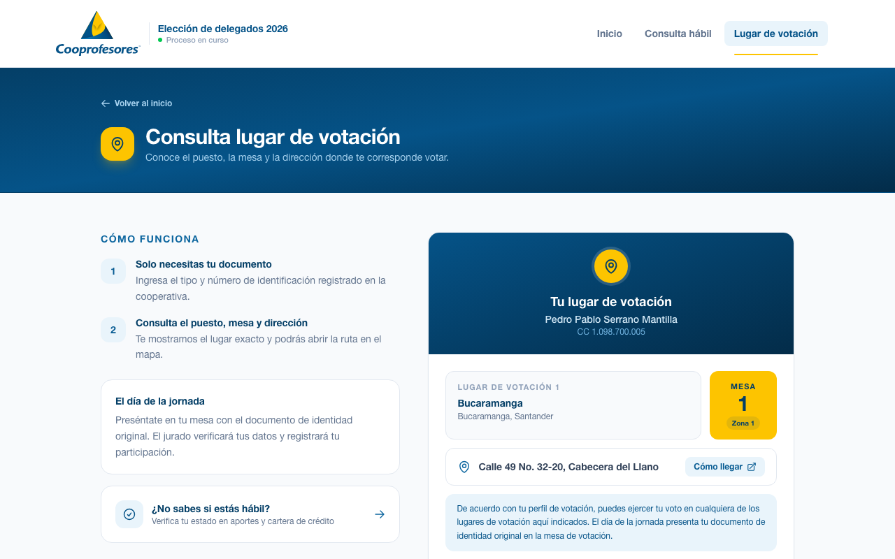 Consulta de lugar de votación